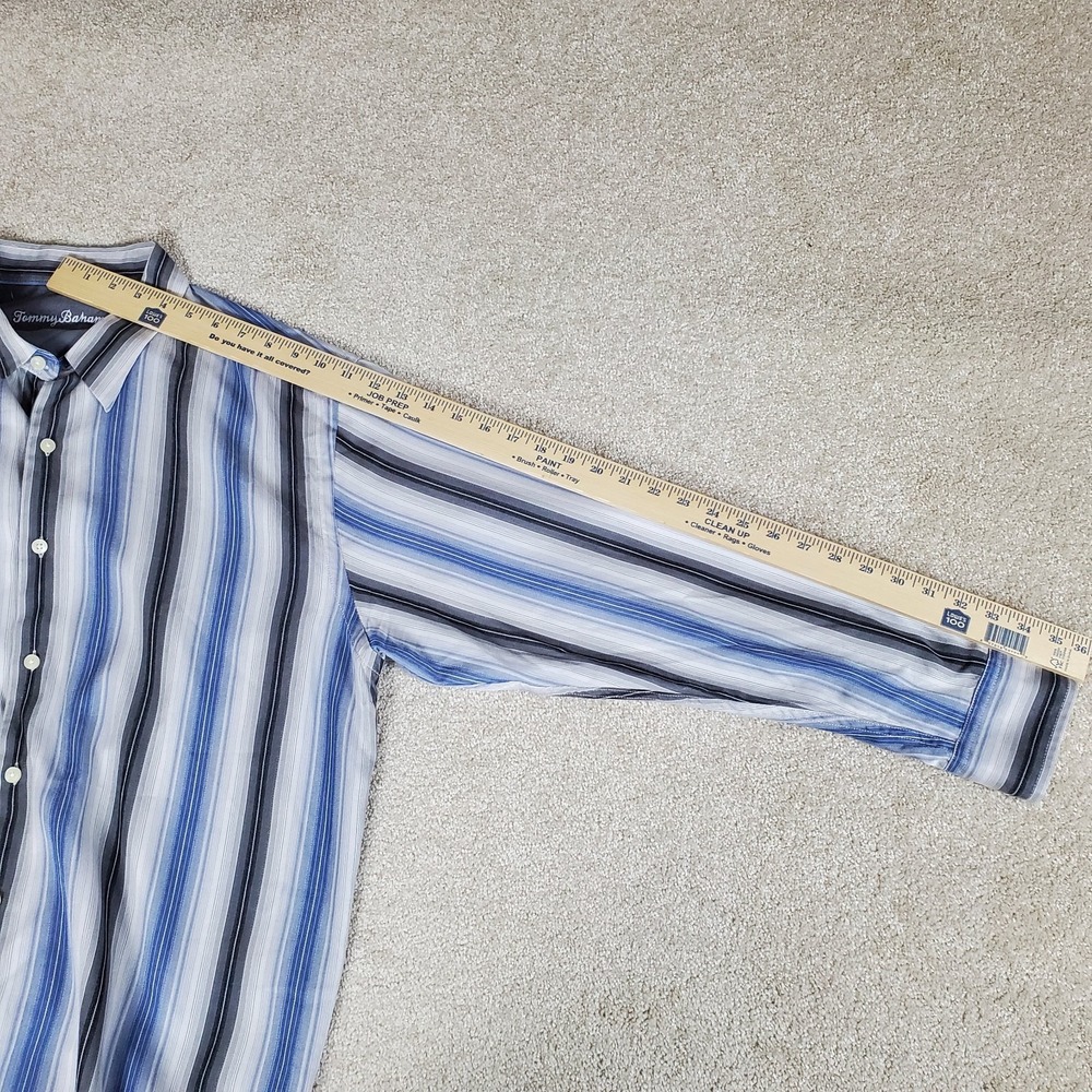 Tommy Bahama Men's Button Up Shirt Size XL Long Sleeves Striped Blue Gray White - Picture 14 of 16